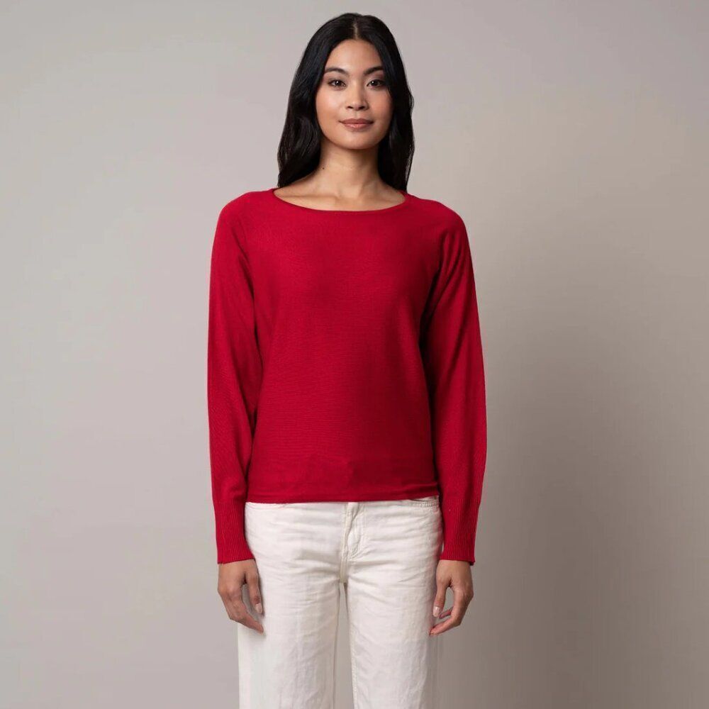 ✨CYRUS✨ Dolman Sleeve Lightweight Sweater - [Large, Red]